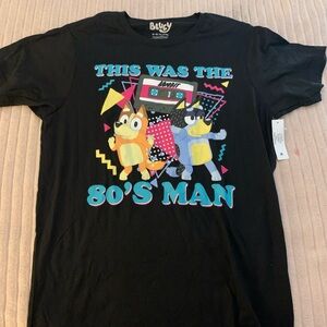 Black Bluey Graphic Tee with 80's Design
